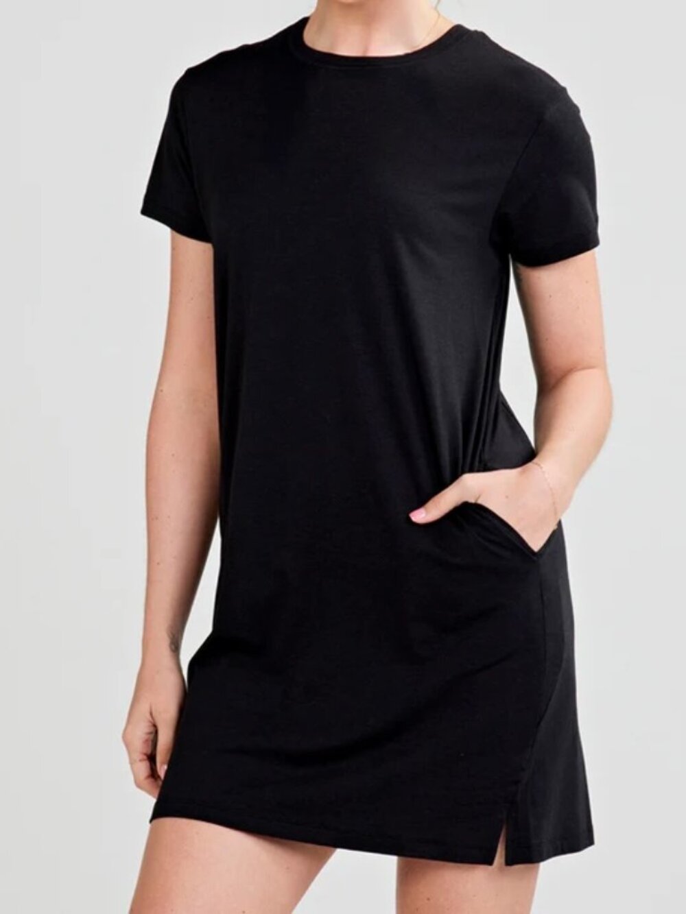 tasc Performance All Day T-Shirt Dress Black Medium M Organic Bamboo